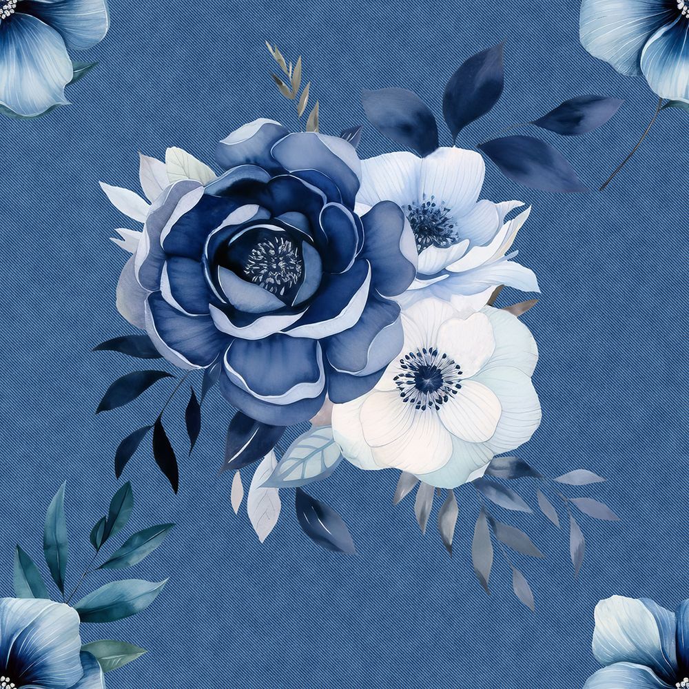 Denim Floral 1 2 art print by Bilge Paksoylu for $57.95 CAD