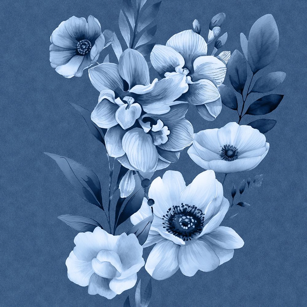 Denim Floral 4 1 art print by Bilge Paksoylu for $57.95 CAD