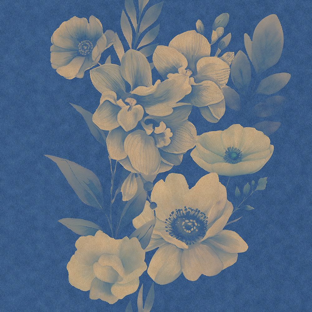 Denim Floral 4 2 art print by Bilge Paksoylu for $57.95 CAD