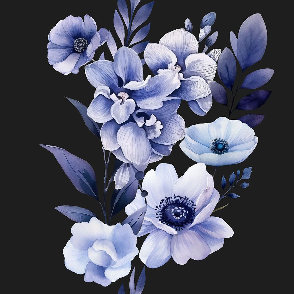 Denim Floral Transparent 4.png art print by Bilge Paksoylu for $57.95 CAD