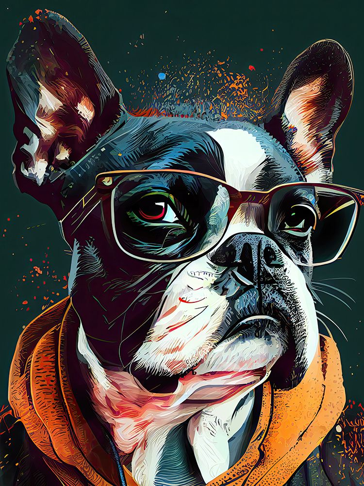 Hipster dog animal art art print by Justyna Jaszke for $57.95 CAD