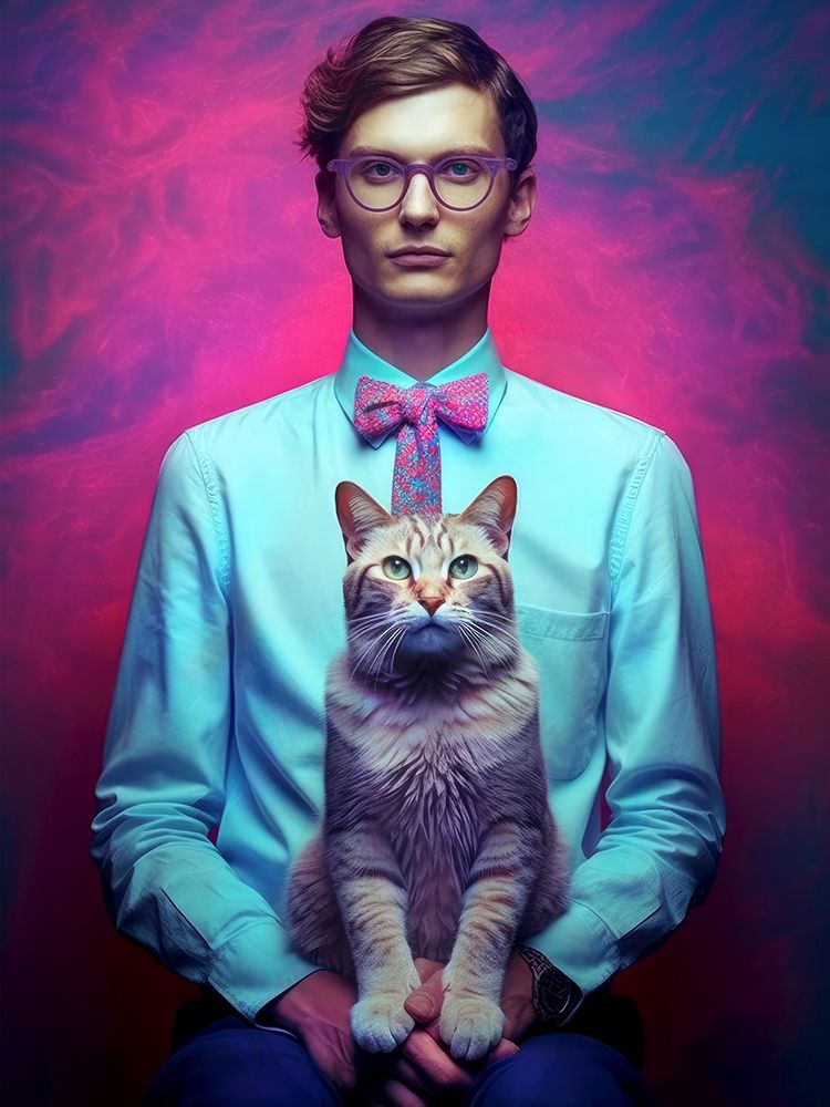Man With A Cat art print by Justyna Jaszke for $57.95 CAD