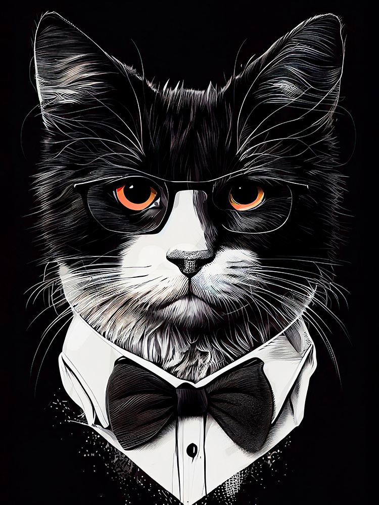 Hipster cat animal art art print by Justyna Jaszke for $57.95 CAD