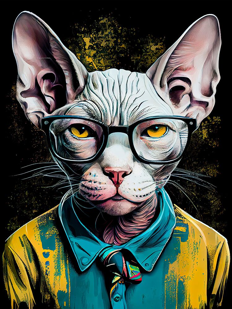 Hipster cat animal art art print by Justyna Jaszke for $57.95 CAD