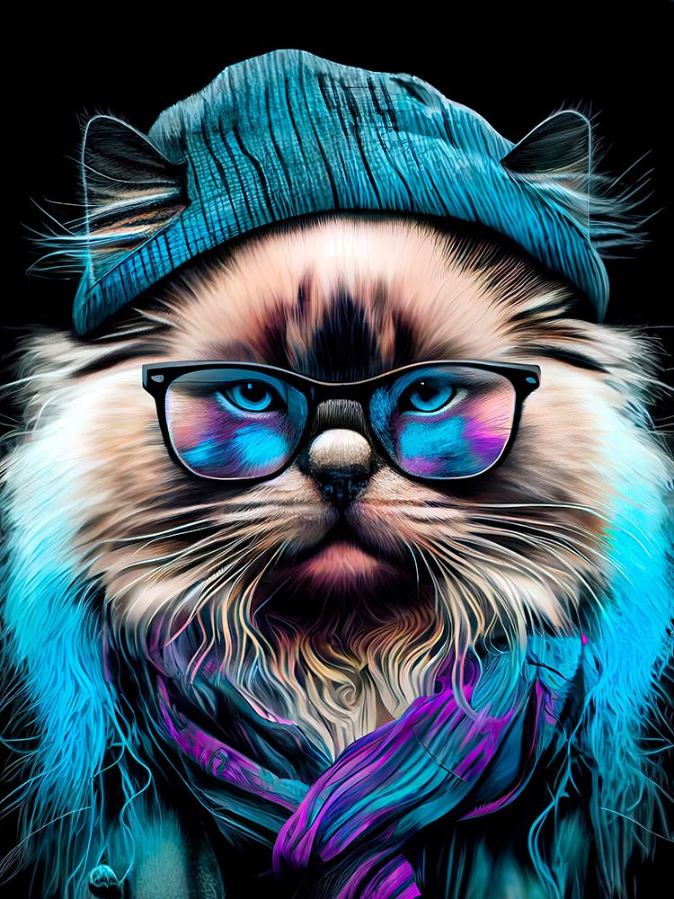 Hipster cat animal art art print by Justyna Jaszke for $57.95 CAD