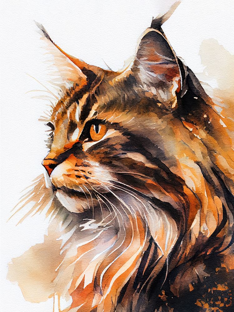 Cat watercolor painting animal art print by Justyna Jaszke for $57.95 CAD