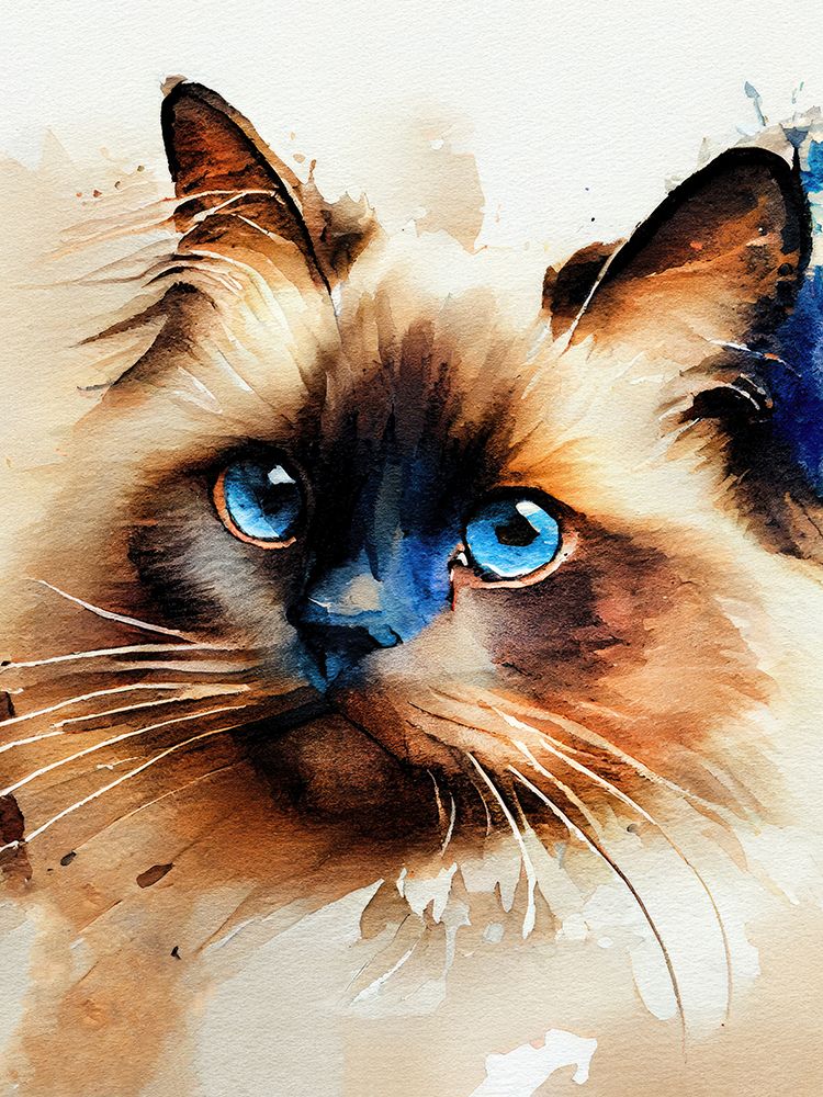 Cat watercolor painting animal art print by Justyna Jaszke for $57.95 CAD