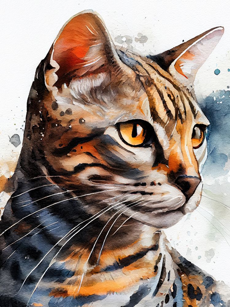 Cat watercolor painting animal art print by Justyna Jaszke for $57.95 CAD