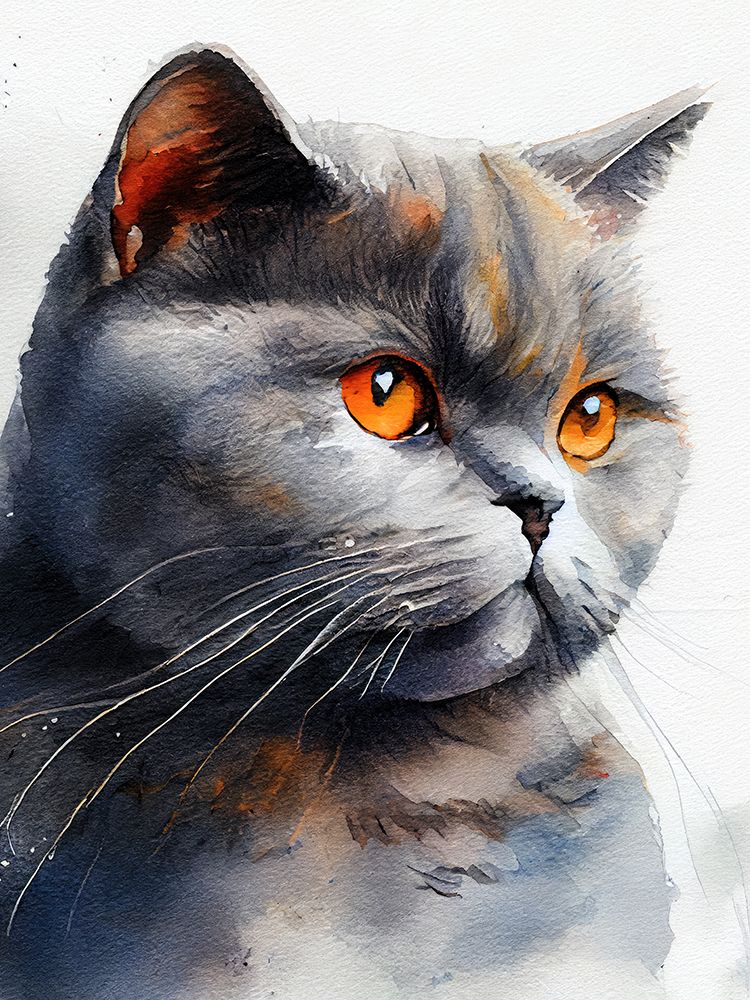 Cat watercolor painting animal art print by Justyna Jaszke for $57.95 CAD
