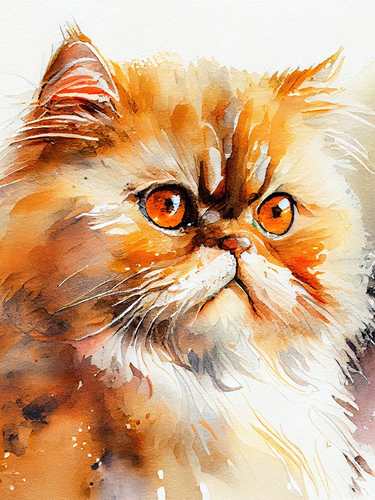 Cat watercolor painting animal art print by Justyna Jaszke for $57.95 CAD