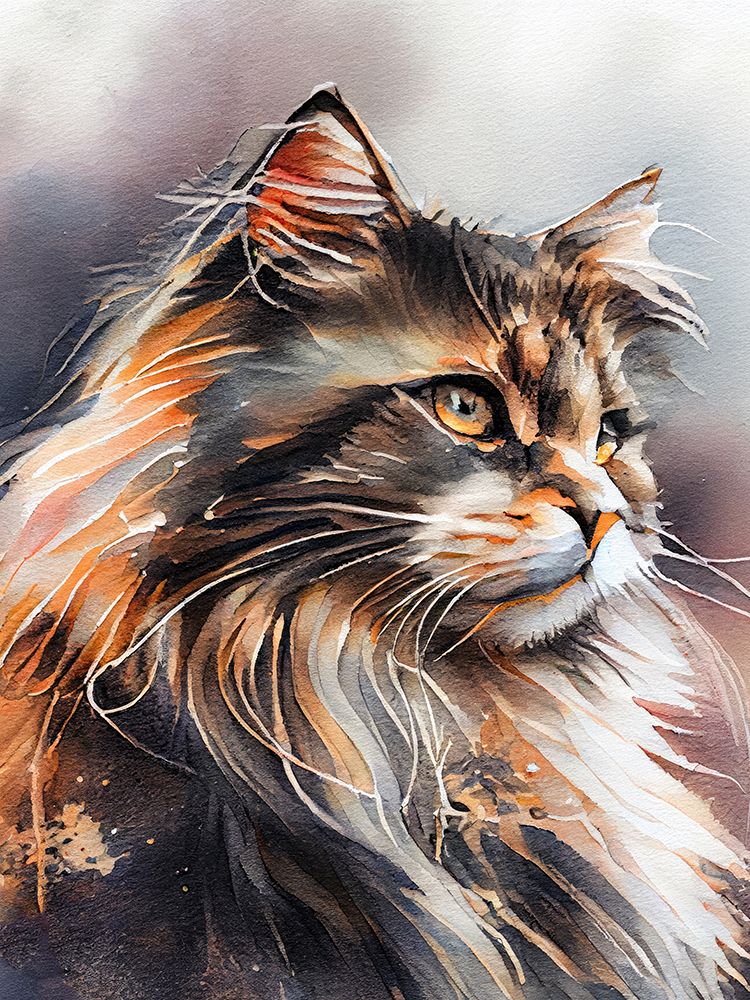 Cat watercolor painting animal art print by Justyna Jaszke for $57.95 CAD