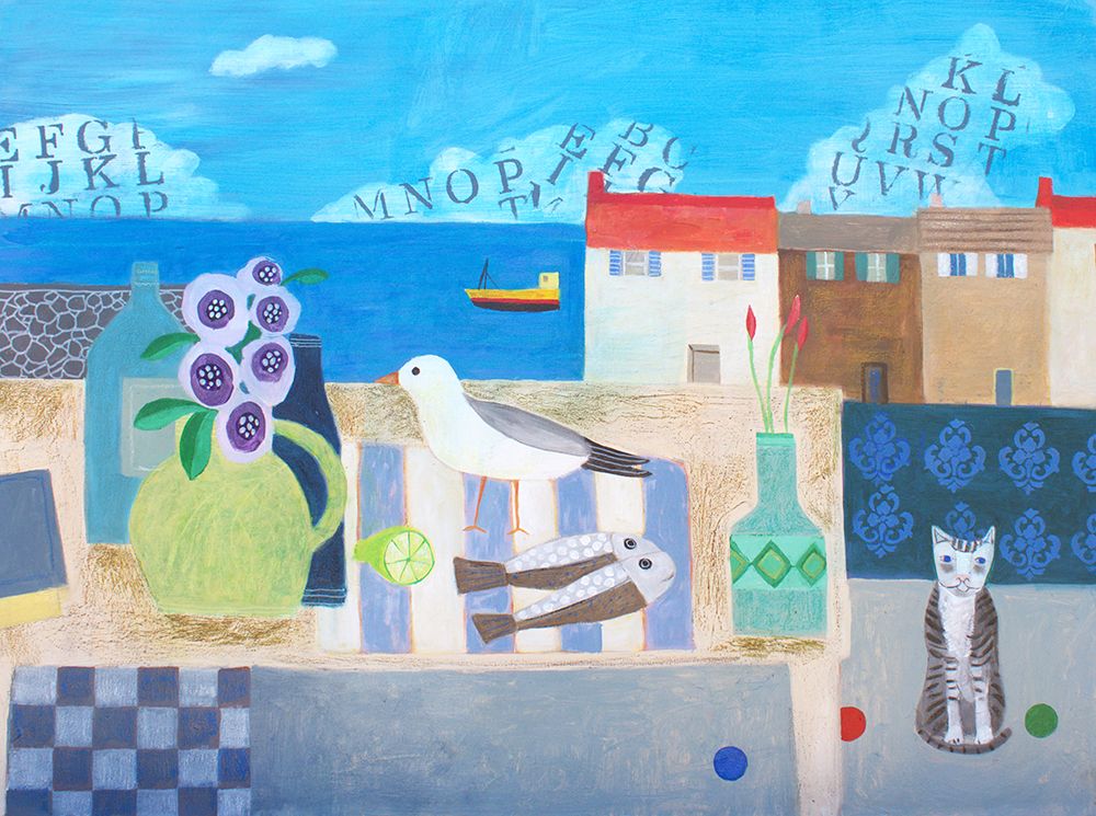 Cat With Seascape art print by Nathaniel Mather for $57.95 CAD
