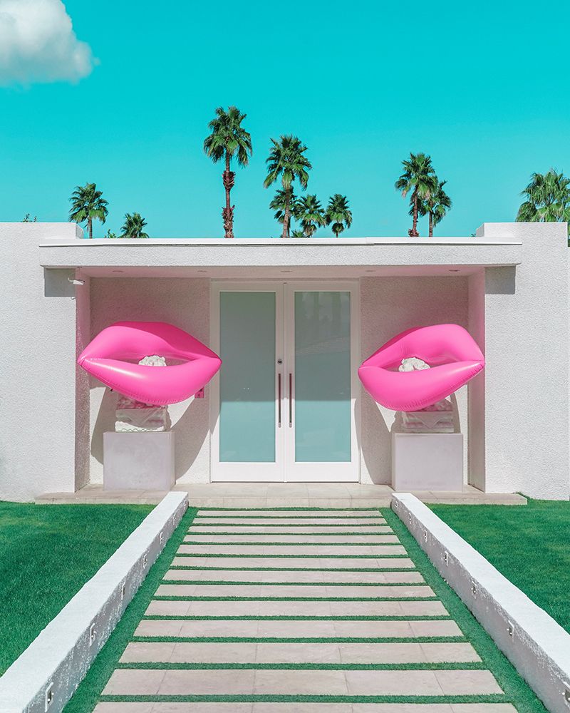 Mid-Century Modern House with Pink Lips art print by Tom Windeknecht for $57.95 CAD