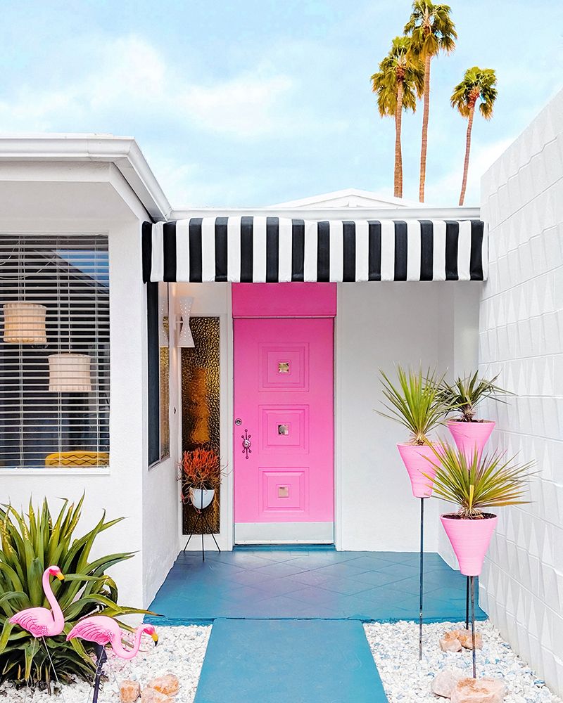 Pink Door with Yard Flamingos art print by Tom Windeknecht for $57.95 CAD