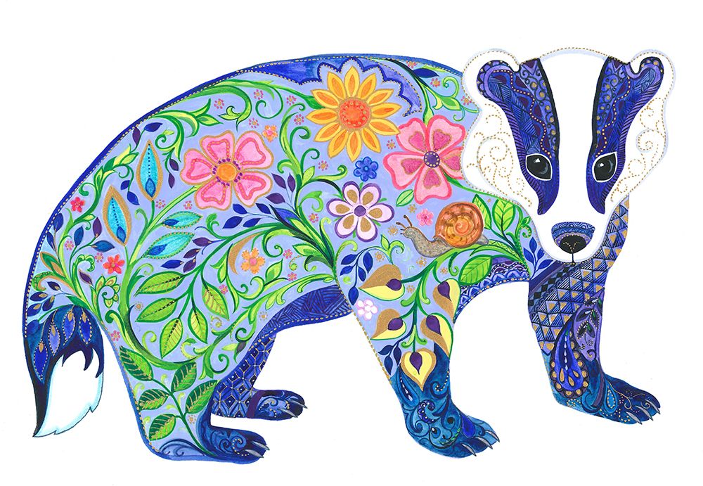 Flowered Badger art print by Isabelle Brent for $57.95 CAD
