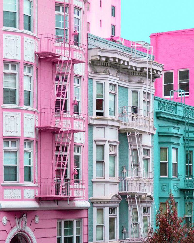 Pink and Blue Row Houses in San Francisco art print by Tom Windeknecht for $57.95 CAD