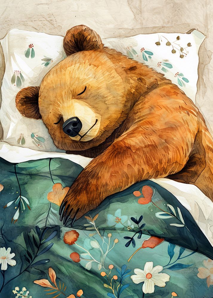 Sleepy Bear animal story art print by Justyna Jaszke for $57.95 CAD