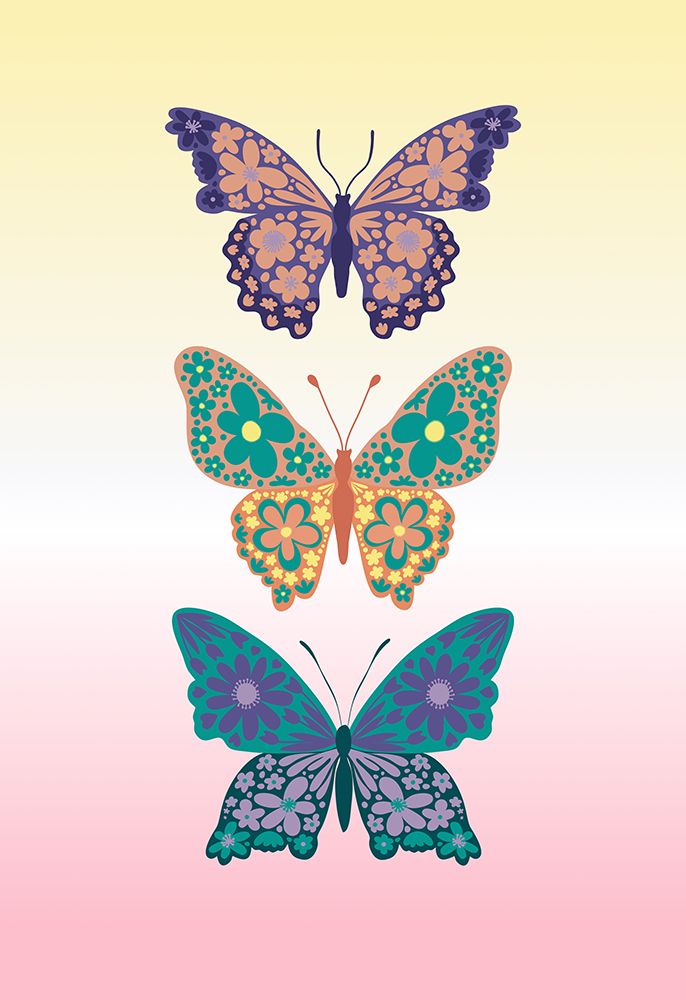 Colorful floral butterflies I art print by Rosana Laiz Blursbyai for $57.95 CAD