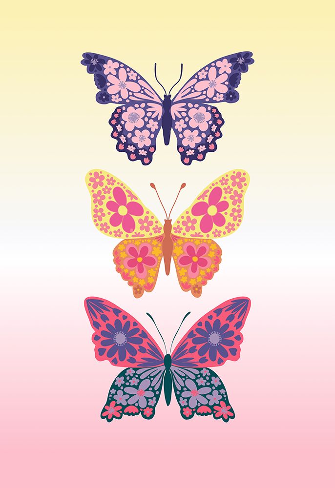 Colorful floral butterflies II art print by Rosana Laiz Blursbyai for $57.95 CAD