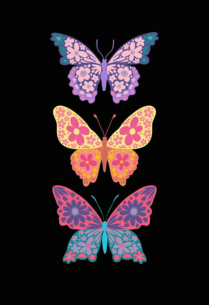 Colorful floral butterflies III art print by Rosana Laiz Blursbyai for $57.95 CAD