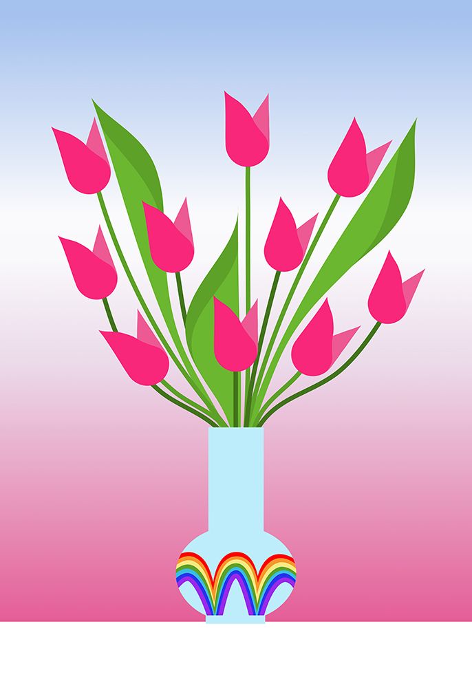 Tulips in the rainbow vase art print by Rosana Laiz Blursbyai for $57.95 CAD
