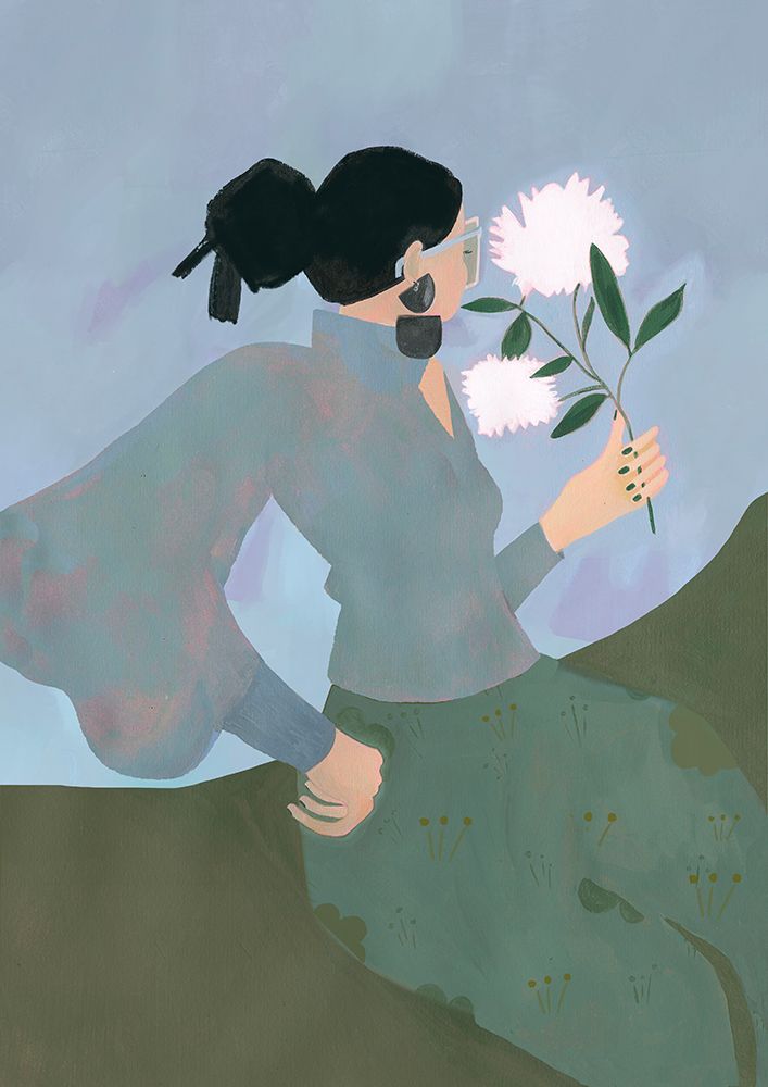 Sitting With Flower art print by Elaine Field for $57.95 CAD