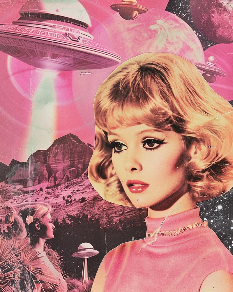 Pink Space Collage Babe art print by Samantha Hearn for $57.95 CAD