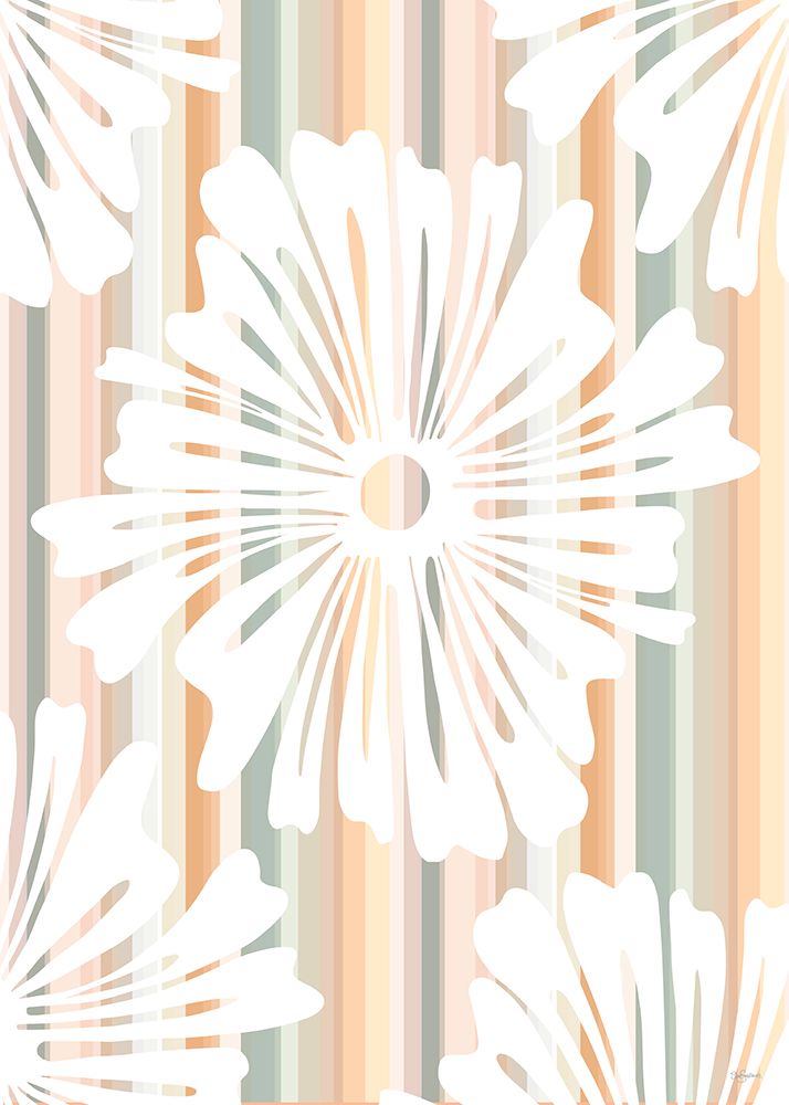 Five Flowers on Stripes art print by Sue Skellern for $57.95 CAD