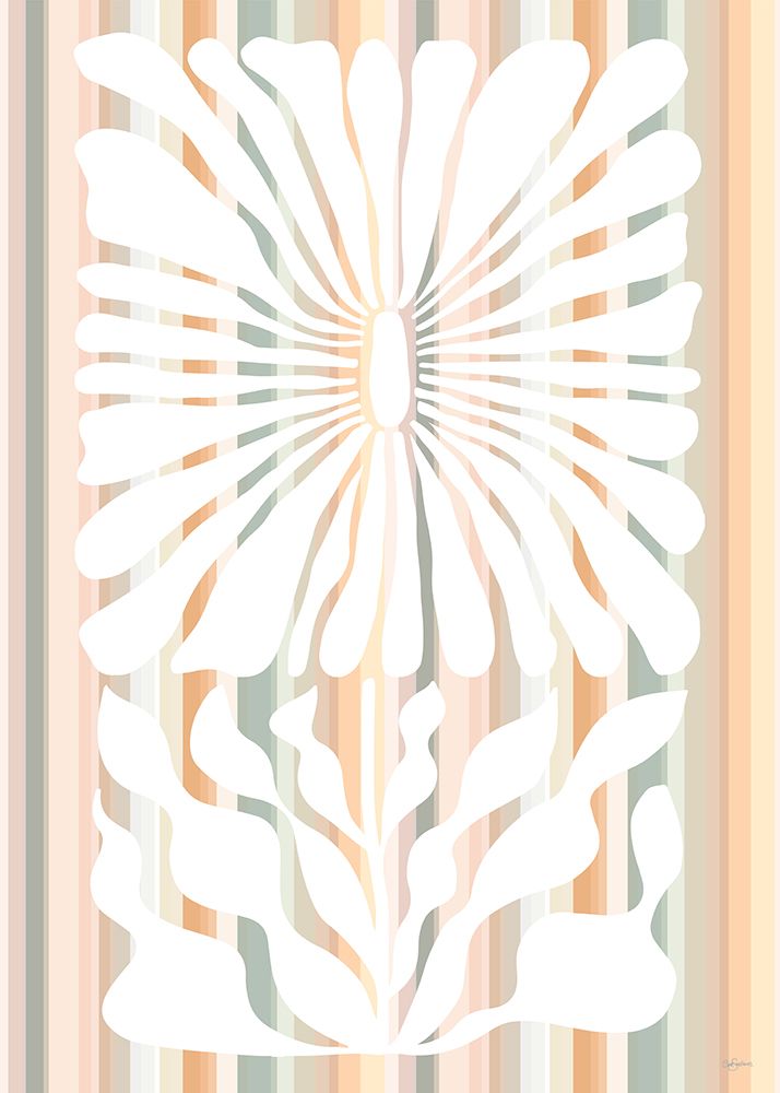Retro Flower on Stripes art print by Sue Skellern for $57.95 CAD
