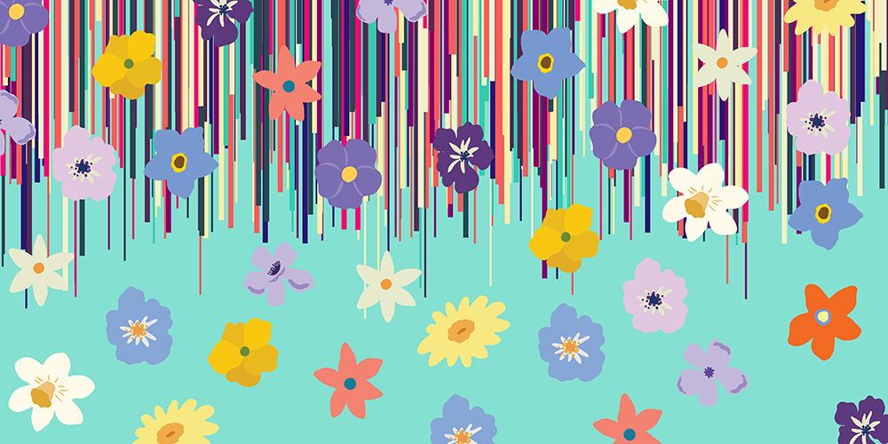 Flowers Stripes art print by Sue Skellern for $57.95 CAD