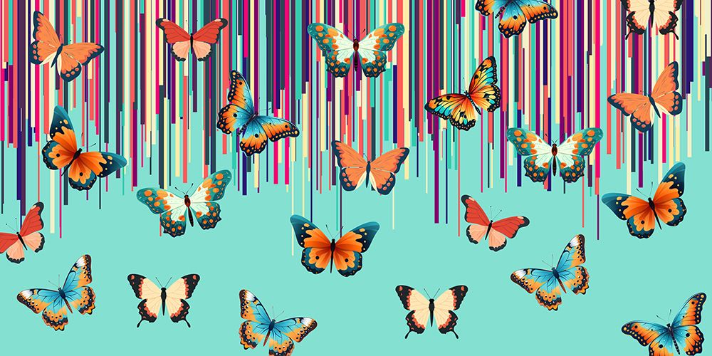 Butterflies Stripes art print by Sue Skellern for $57.95 CAD