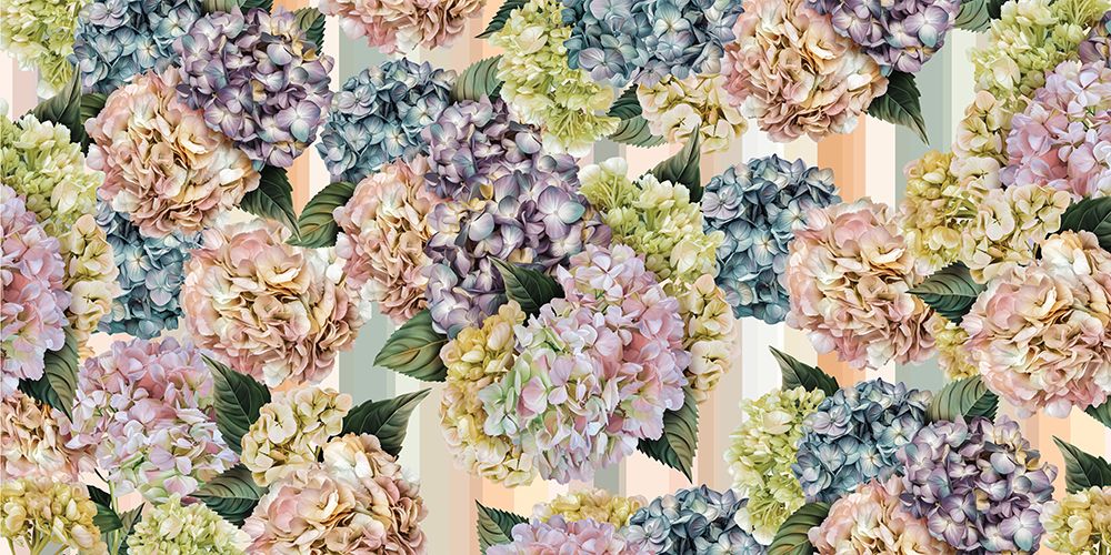 Hydrangeas_Stripes art print by Sue Skellern for $57.95 CAD