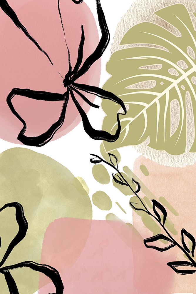 Botanical Green N Pink 3 art print by Sally Ann Moss for $57.95 CAD