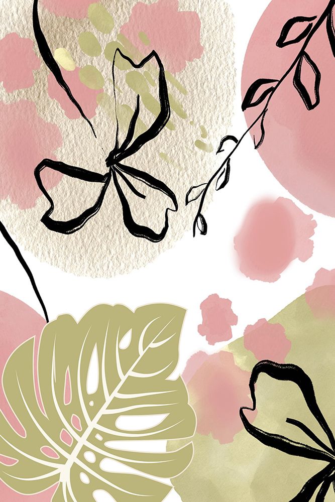 Botanical Green N Pink 2 art print by Sally Ann Moss for $57.95 CAD