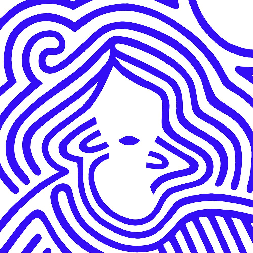 Berit in cobalt blue art print by Rosana Laiz Blursbyai for $57.95 CAD