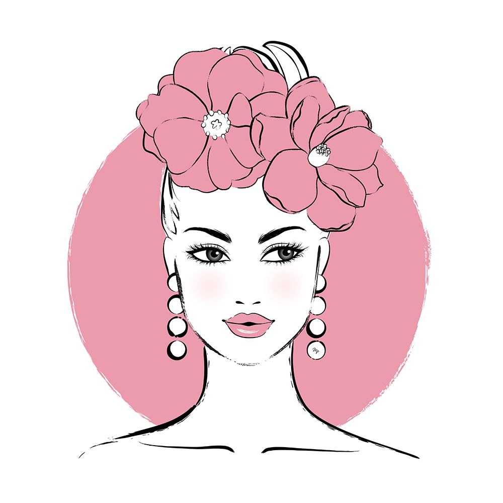 Pink Flower Lady art print by Martina for $57.95 CAD