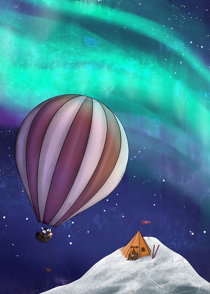 Hot air balloon trip art print by Emelie Marie for $57.95 CAD