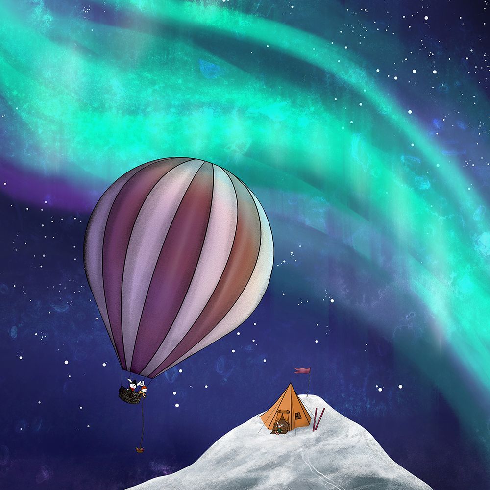 Hot air balloon trip art print by Emelie Marie for $57.95 CAD