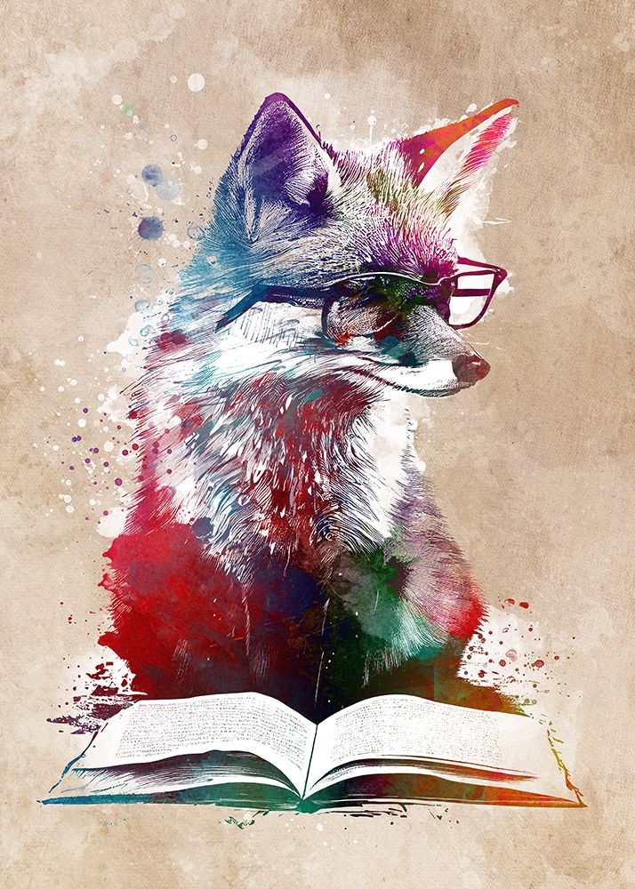 Fox reading book art print by Justyna Jaszke for $57.95 CAD