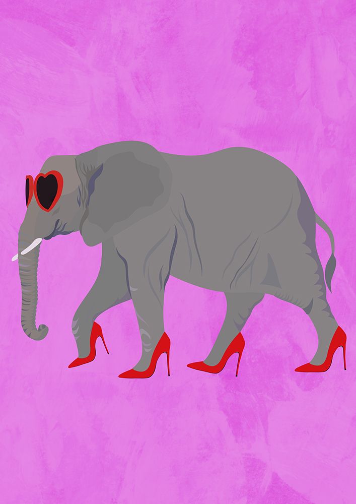 Flamingo in heels and heart glasses pink art print by Sarah Manovski for $57.95 CAD