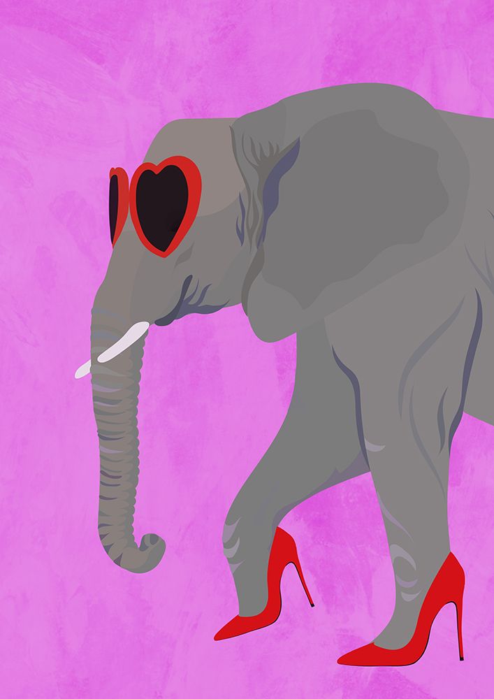 Flamingo profile in heels and heart glasses art print by Sarah Manovski for $57.95 CAD