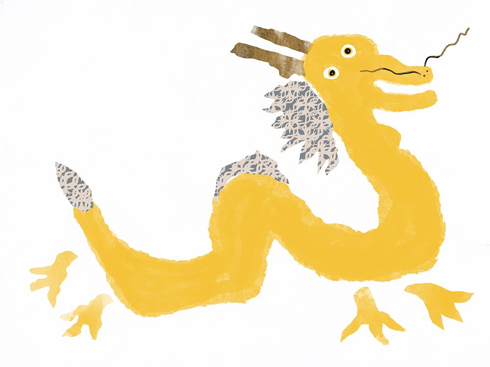 Yellow Dragon cut out art print by Little Dean for $57.95 CAD