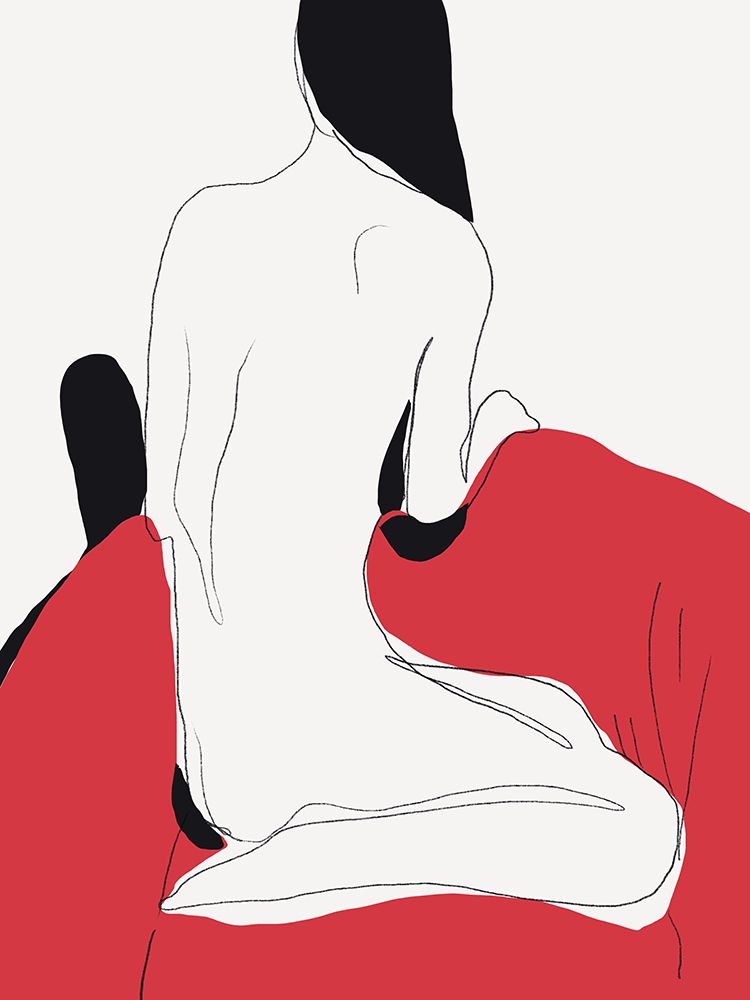 Muse in red sofa art print by Little Dean for $57.95 CAD