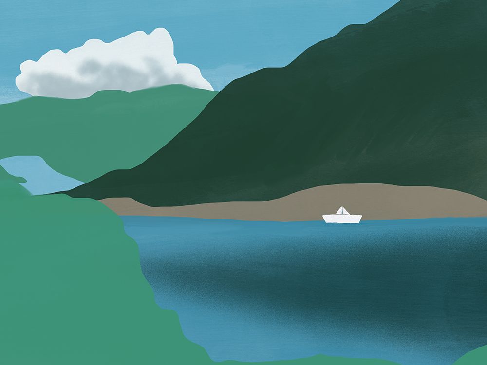 Paper boat sunny art print by Little Dean for $57.95 CAD