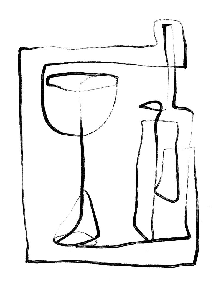 Bottleandglassoneline art print by Treechild for $57.95 CAD