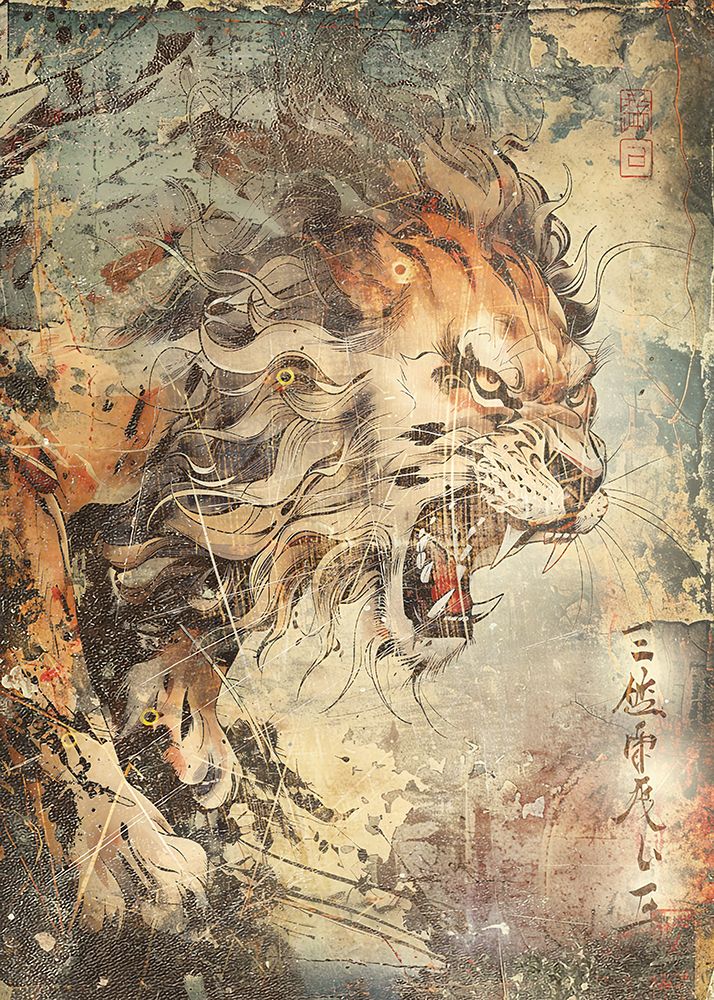Lion japan pst01 art print by Rafal Kulik for $57.95 CAD
