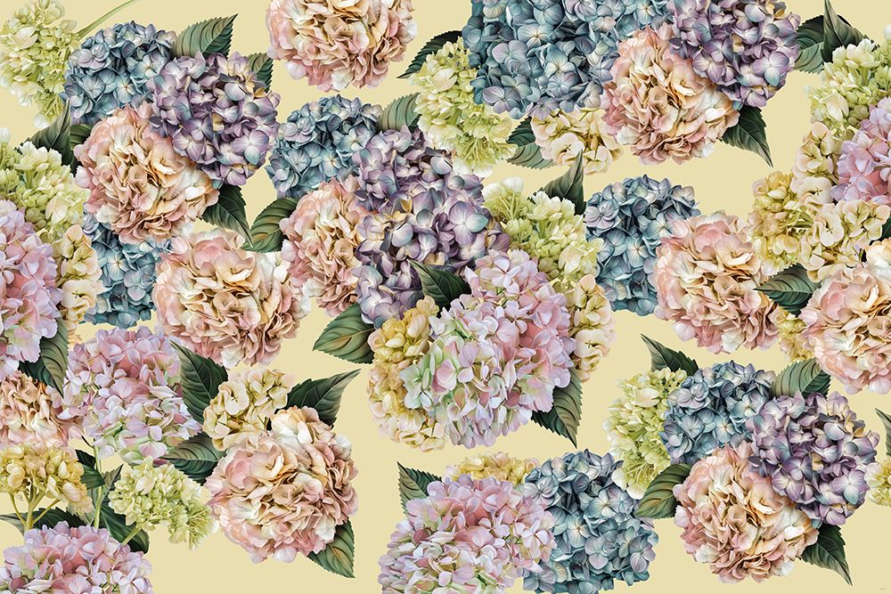 Hydrangeas_Mustard art print by Sue Skellern for $57.95 CAD