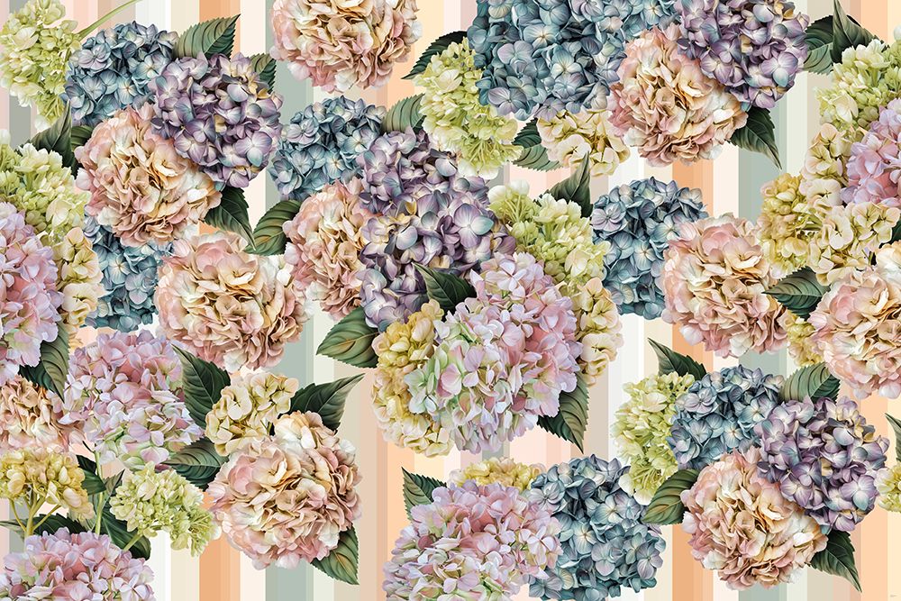 Hydrangeas_Stripes art print by Sue Skellern for $57.95 CAD