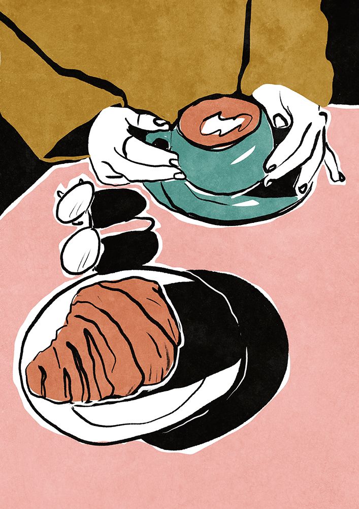 Croissant et cafAc au lait art print by Raissa Oltmanns for $57.95 CAD