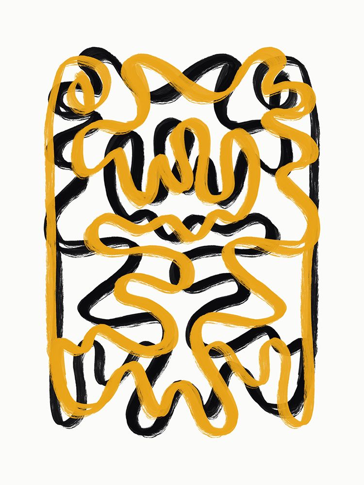 Line art in yellow and black art print by Little Dean for $57.95 CAD
